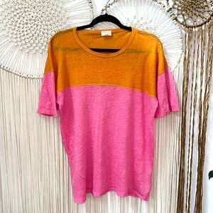 Le Fou Wilfred linen colour block tshirt